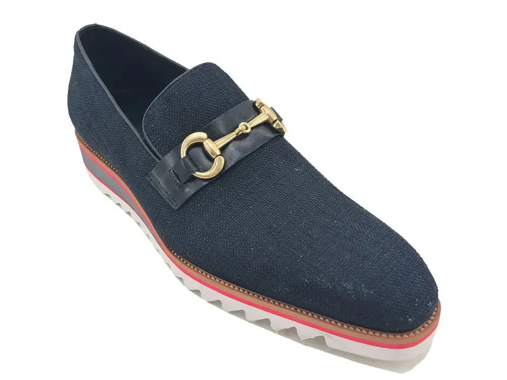 Martin Dingman Loafers Linen Loafer With Gold Tone Buckle