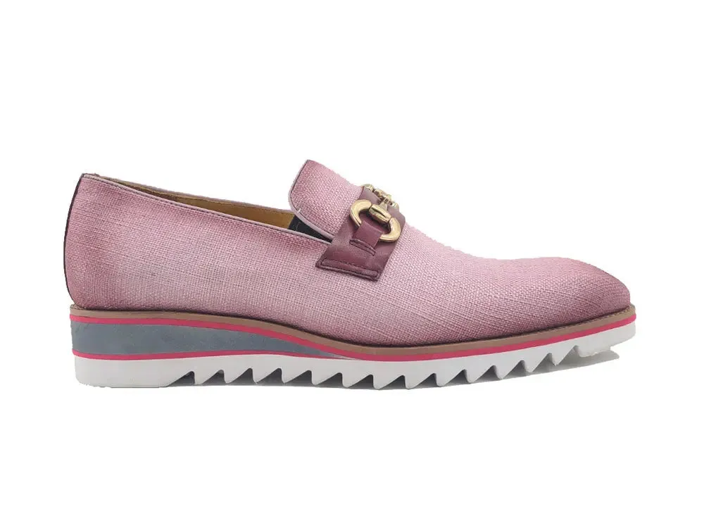 Linen Loafer With Gold Tone Buckle Slacks And Loafers