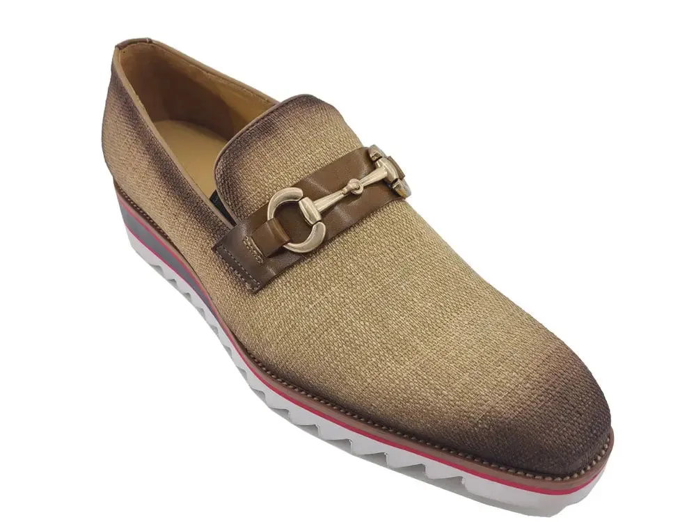Louis Vuitton Loafers Linen Loafer With Gold Tone Buckle