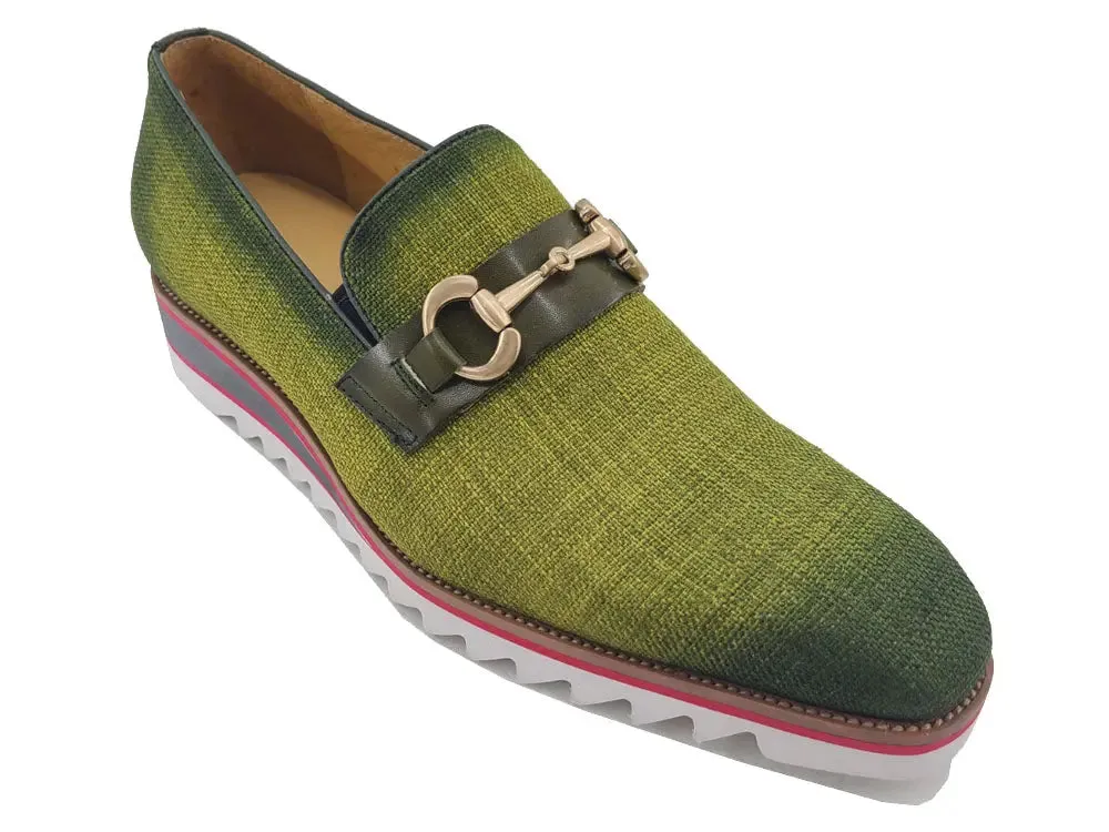Jeans Loafers Linen Loafer With Gold Tone Buckle