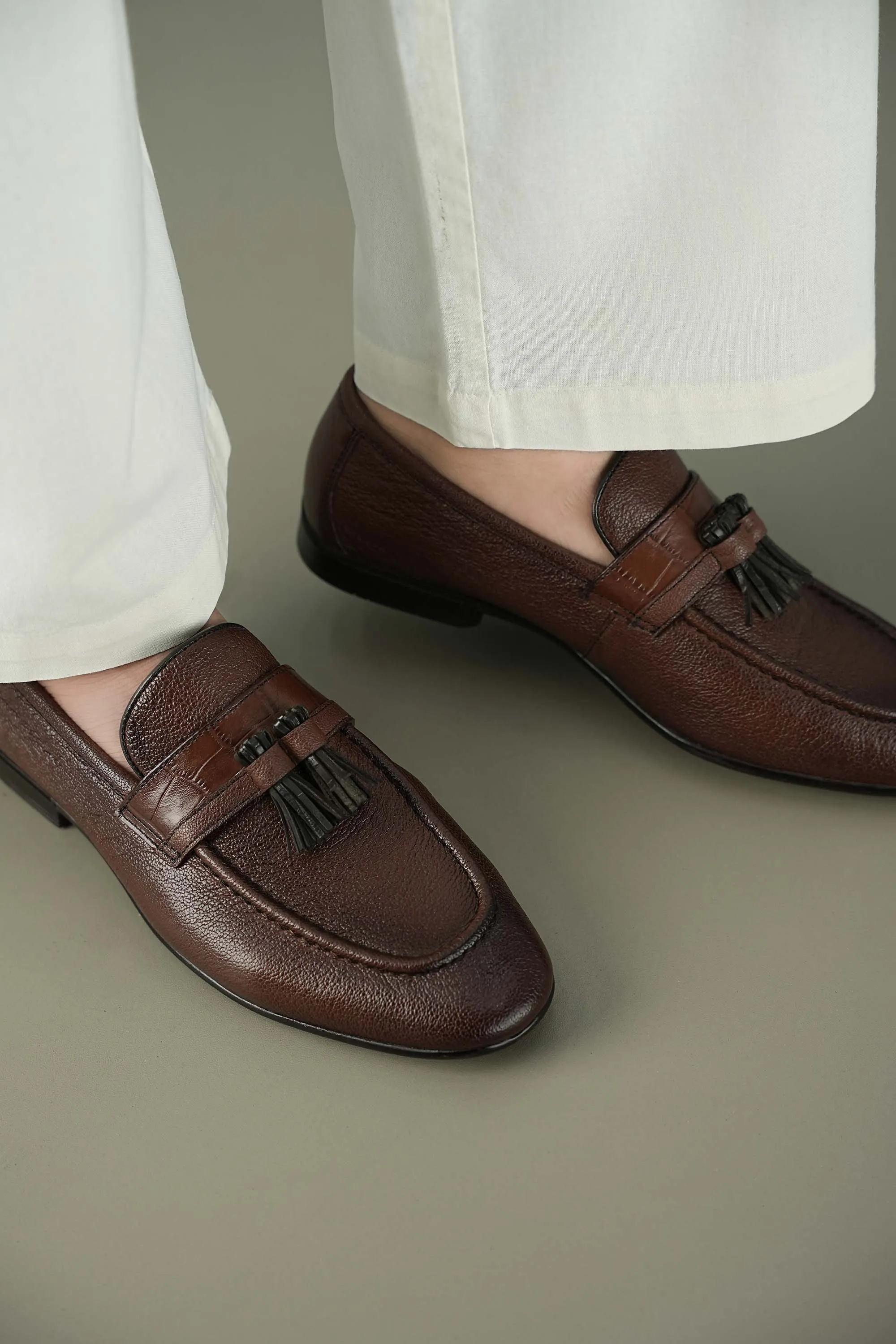 Slippers Leather Slip On LOGO 1077 BRM