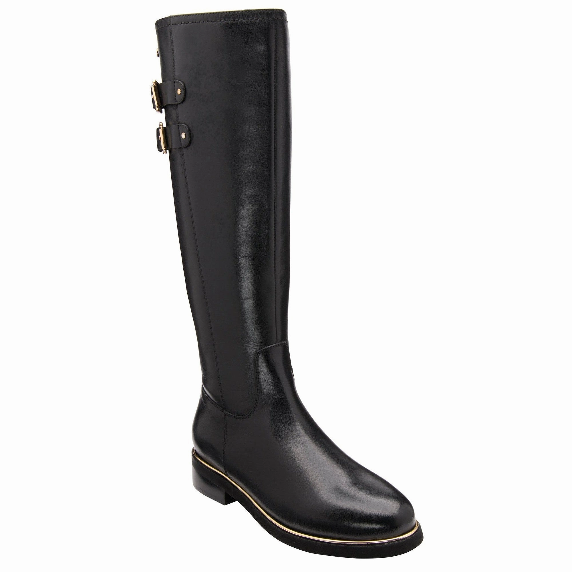 Lotus Caroline Ladies Black Leather Side Zip Knee High Boots Boots Style Western
