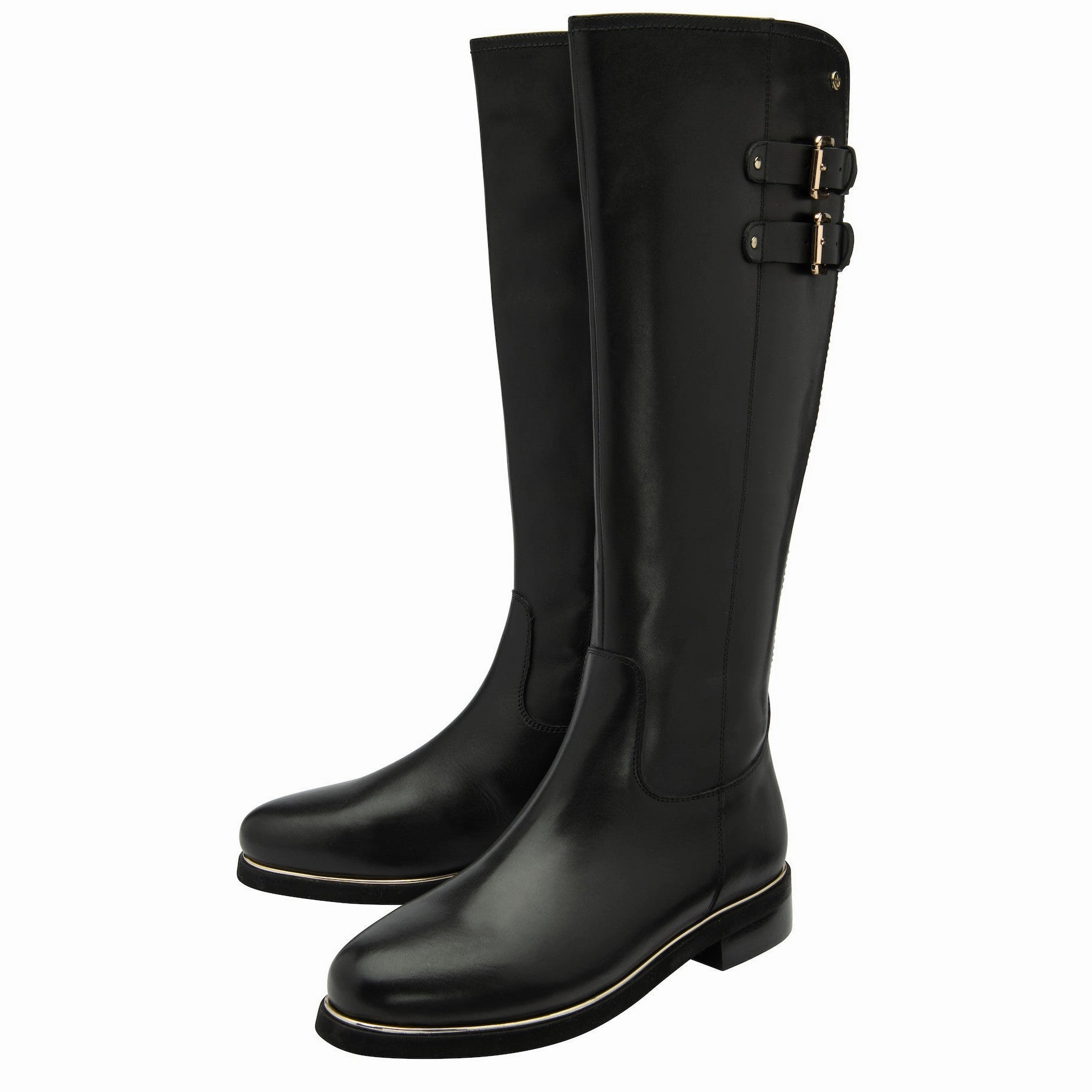 Lotus Caroline Ladies Black Leather Side Zip Knee High Boots Knee High Boots For Big Calves