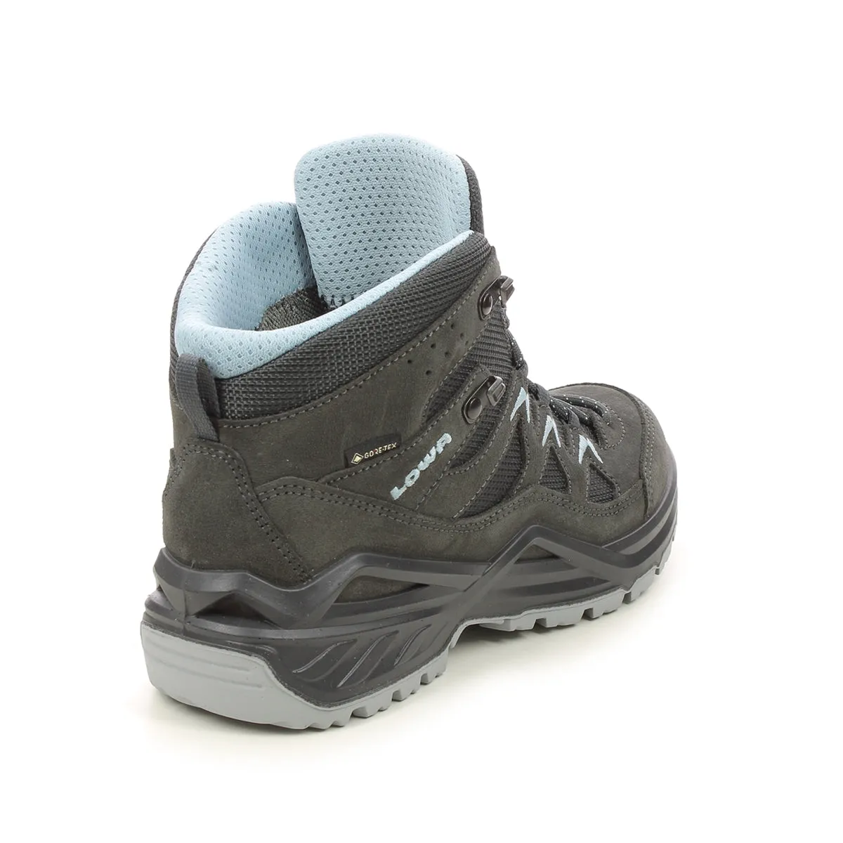 Lowa Sirkos Evo GTX Mid Suede Textile Women's Lace Up Anthracite Ice Blue Boots Forsake Boots