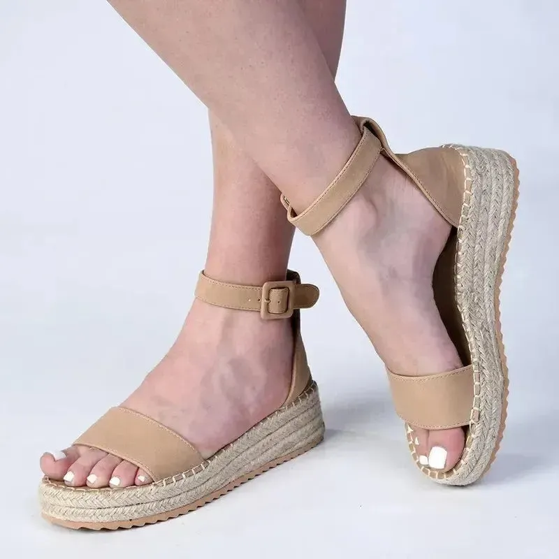 Catherine Malandrino Espadrille Wedge Madison Carina 3 Closed Back Espadrille Sandals - Nude