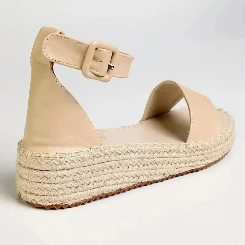Madison Carina 3 Closed Back Espadrille Sandals - Nude Espadrilles Rayées