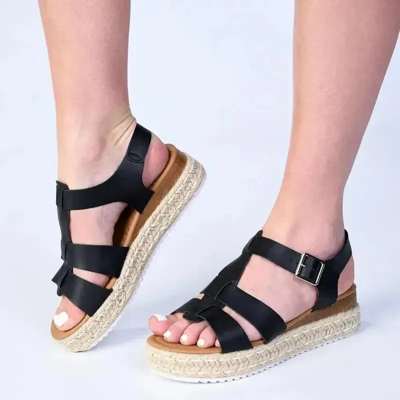 Madison Double Strap T-Bar Espadrille Sandal - Black Espadrilles Originali
