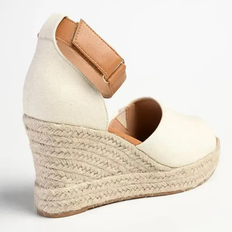 Madison Laura 2 Full Vamp Espadrille Wedge Sandal - Natural / Tan