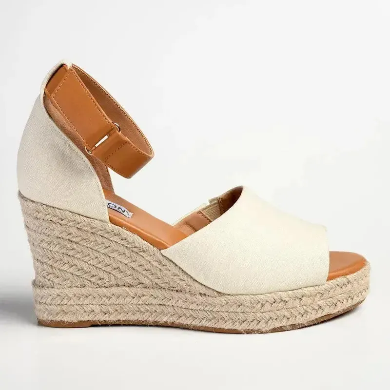 Madison Laura 2 Full Vamp Espadrille Wedge Sandal - Natural / Tan