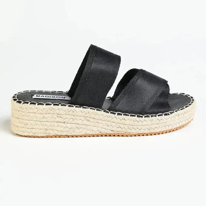Madison Martha Espadrille Wedge - Black Skechers Espadrille Sandals