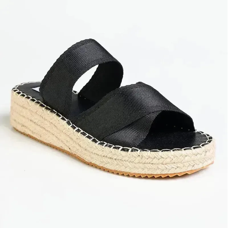 Fabriquer Semelle Espadrille Madison Martha Espadrille Wedge - Black
