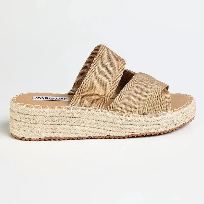 Espadrille Heels Sandal Madison Martha Espadrille Wedge - Tan