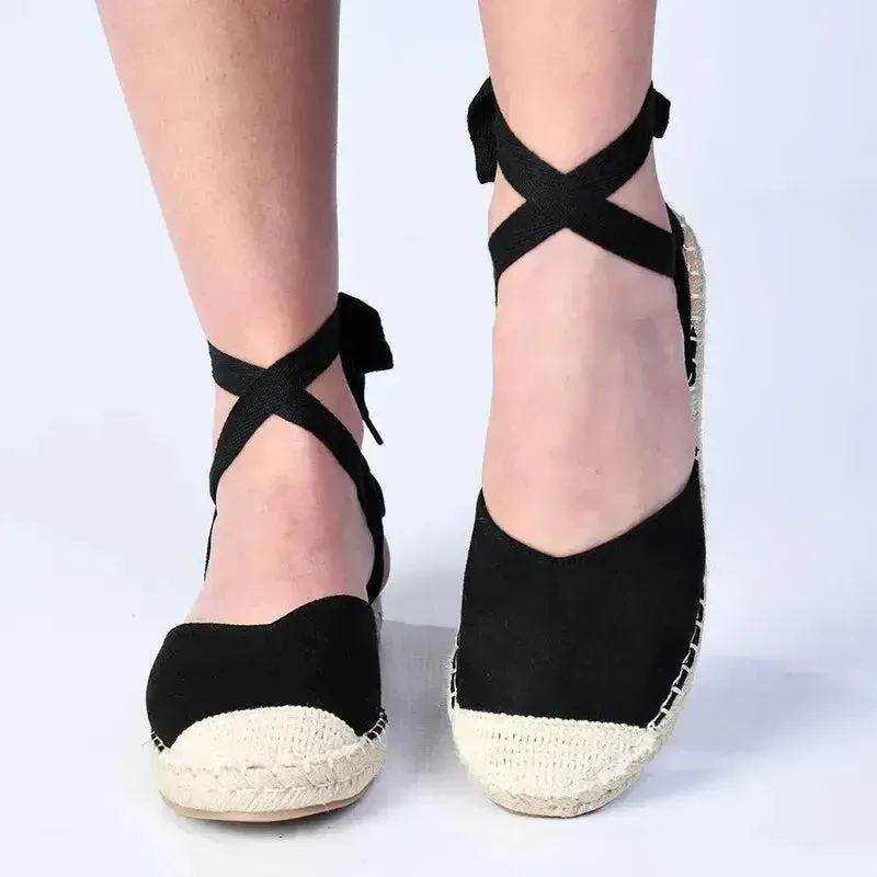 Espadrille Wedges Heels Madison Martini Espadrille Flats - Black