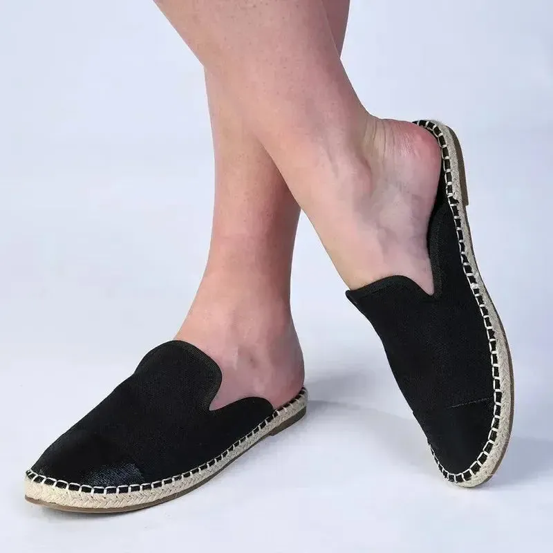 Madison Matilda Espadrille Slip On - Black Espadrilles Ribbon Ties
