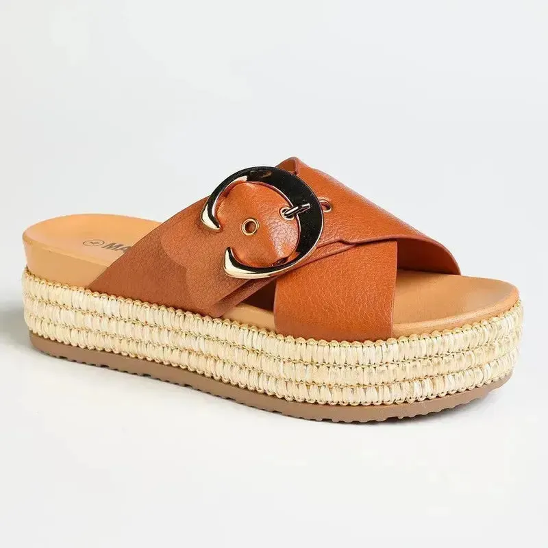 James Bond Espadrilles Madison Maven Cross Over Sandal - Tan