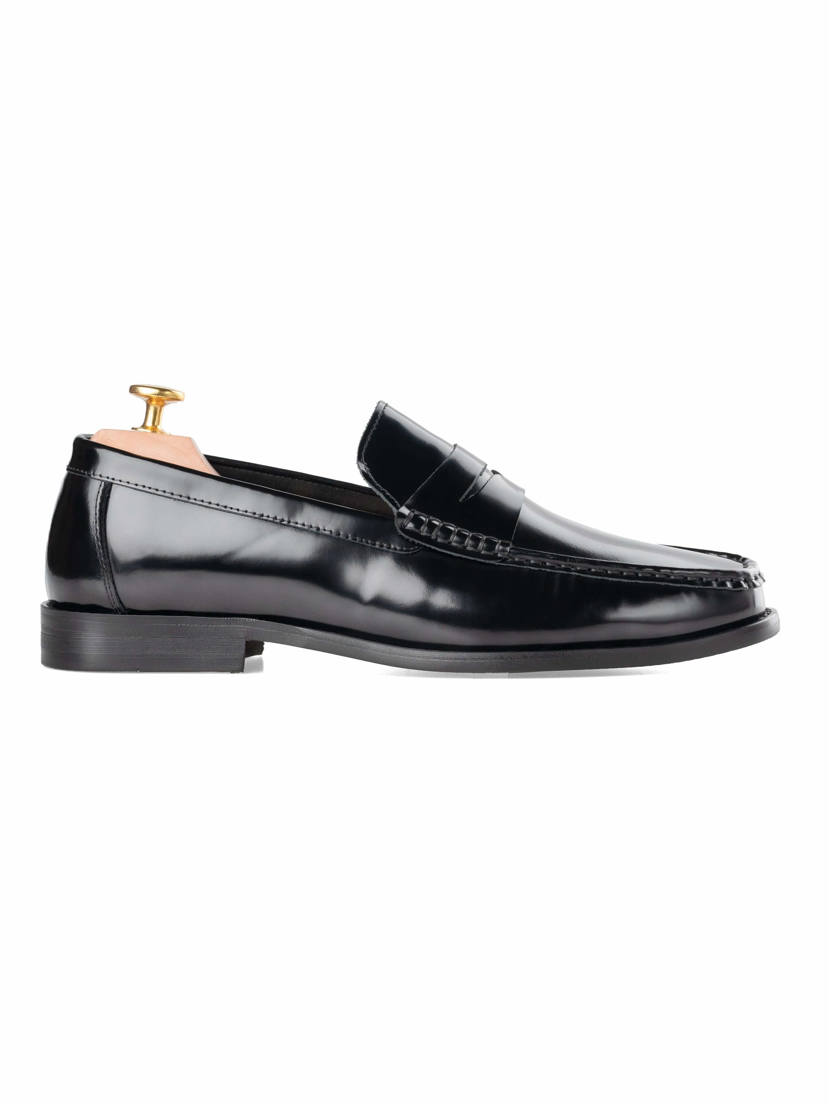 Marco Penny Loafer - Black Polished Leather Little Loafers Clay