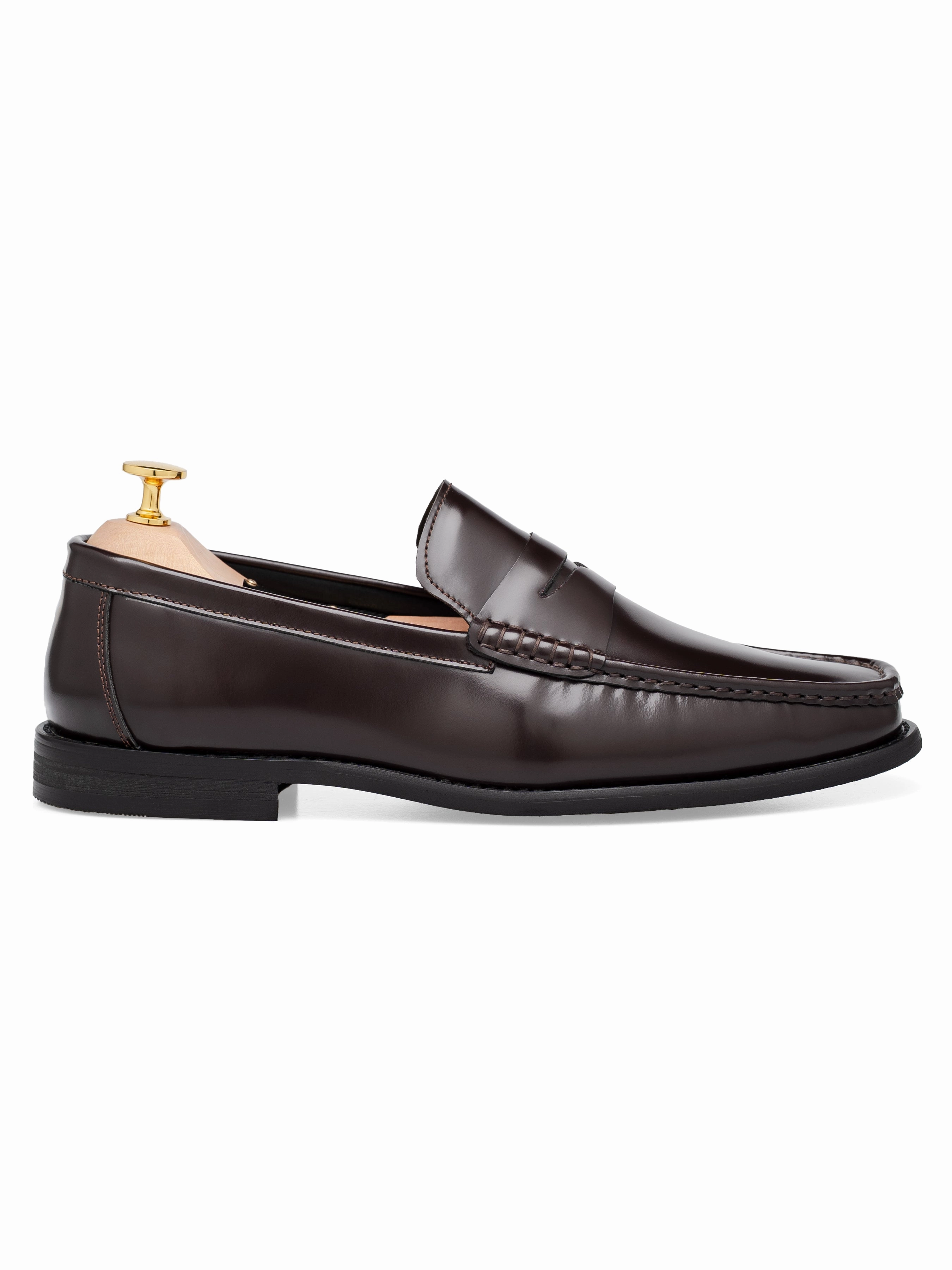 Marco Penny Loafer - Coffee Brown Polished Leather Bostonian Penny Loafers