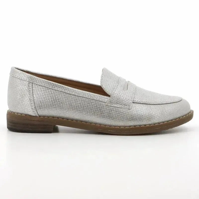Lace Up Heeled Brogues Soft Style by Hush Puppies Tysan Loafer With Saddle - Silver