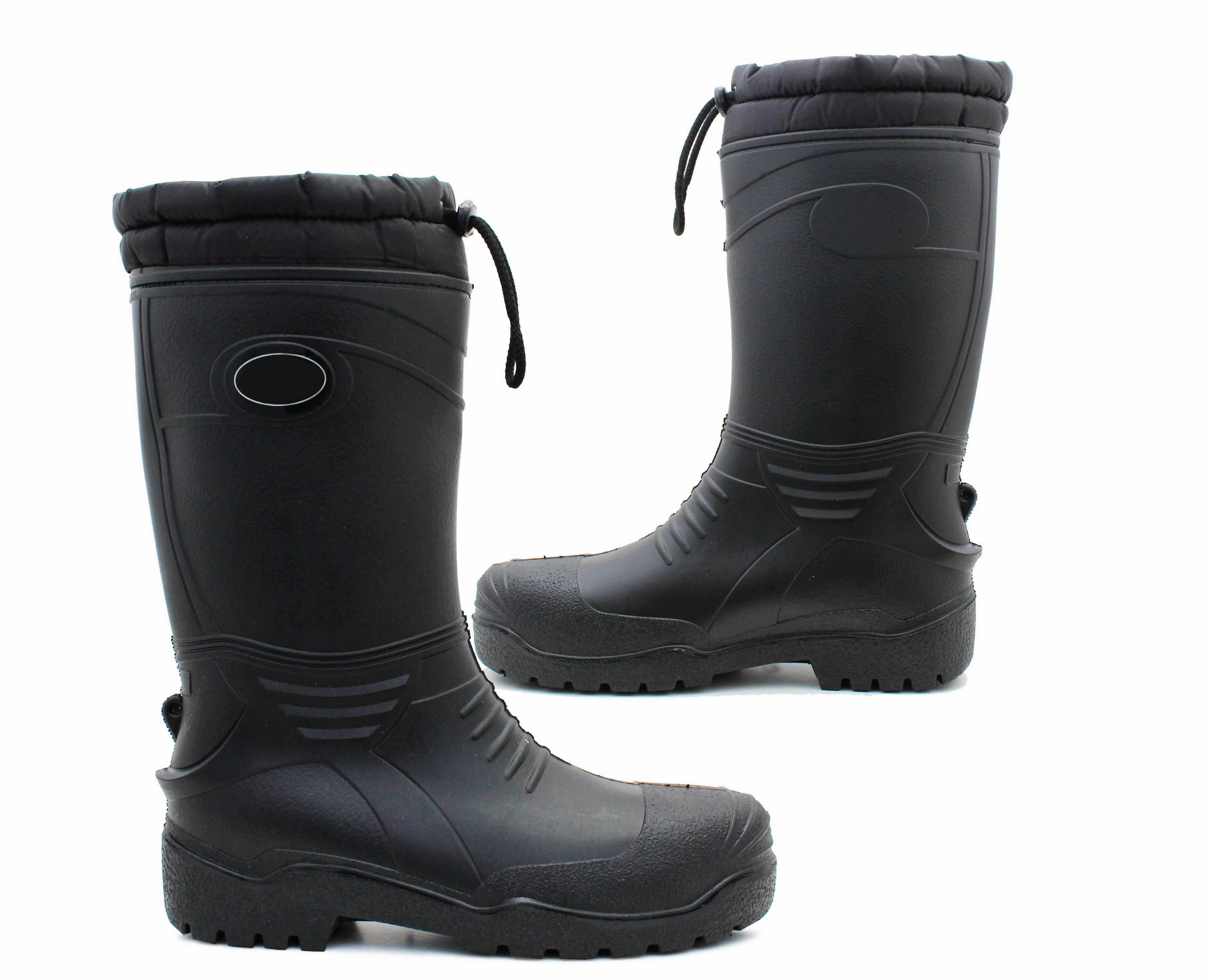 Marine Combat Boots Mens Thermal Wellington Boots Warm Fur Lined Waterproof Wellies Insulated Winter Rain Boots