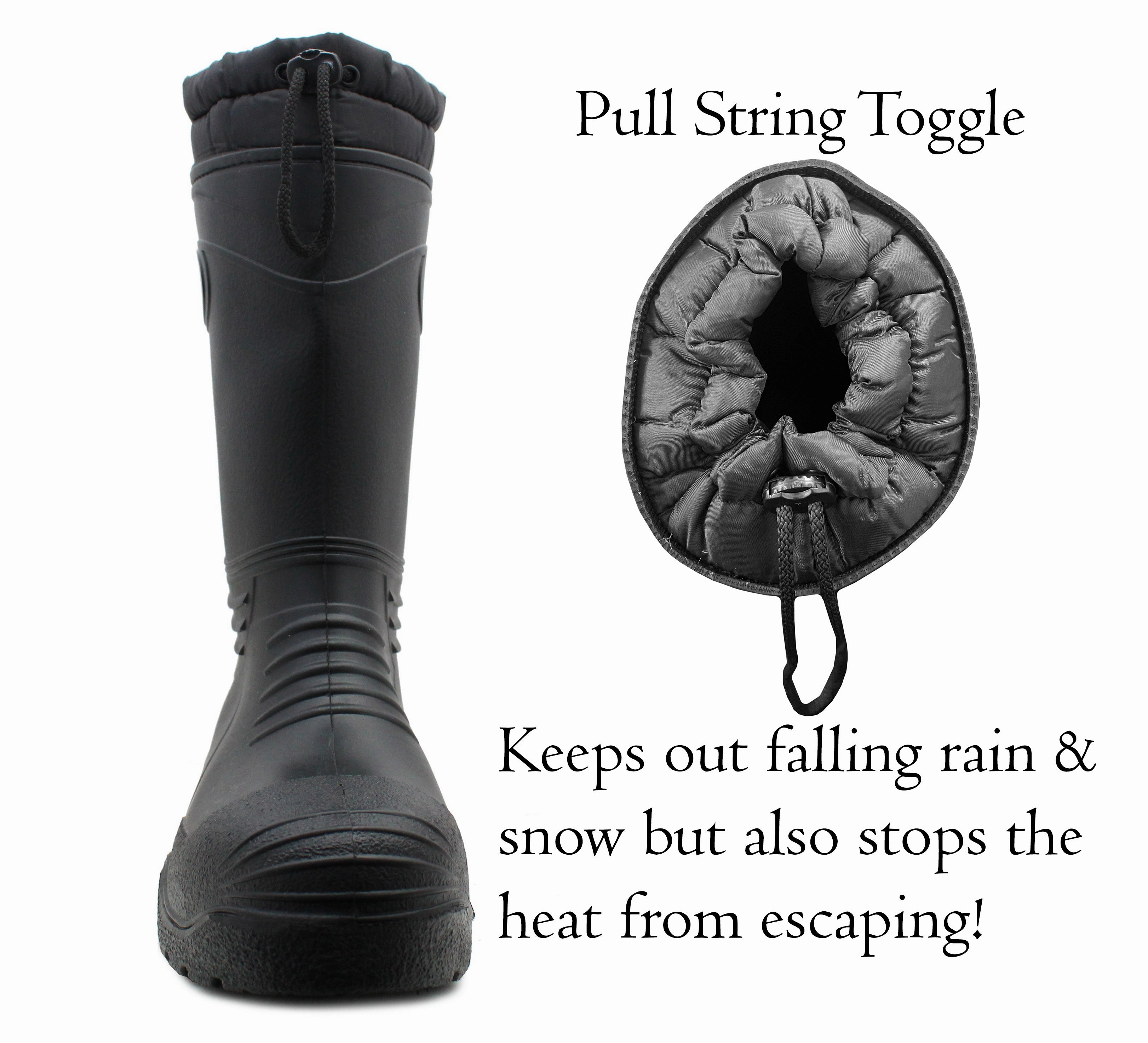 Hiking Cowboy Boots Mens Thermal Wellington Boots Warm Fur Lined Waterproof Wellies Insulated Winter Rain Boots