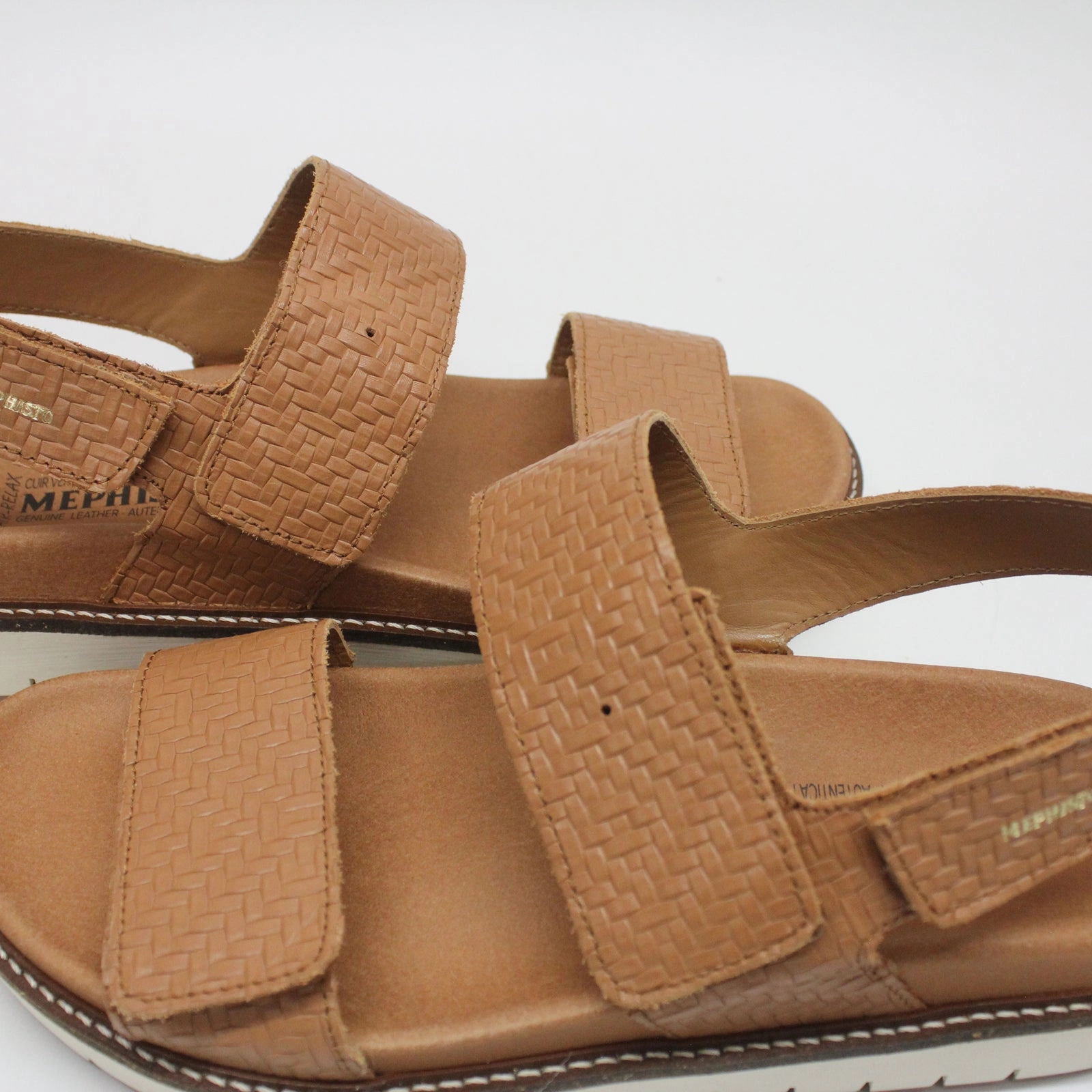 Mephisto Belona Leather Women's Brandy Hook and loop Sandals - UK 7.5 - US 10 Women - EU 40 Espadrilles Socks Or No Socks