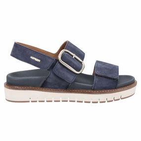 Mephisto Belona Leather Women's Hook and loop Jeans Blue Sandals Aquazzura Espadrilles