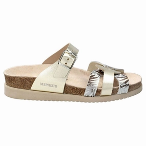 Las Espadrillas Mephisto Helma Patent Leather Women's Slip On Gold Sandals