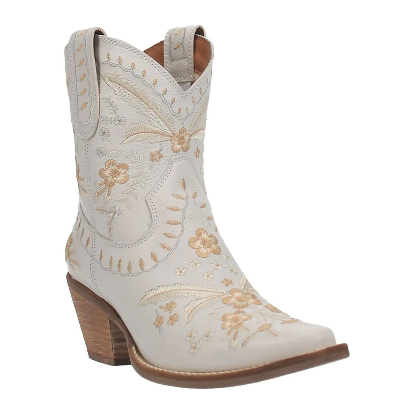 Male Dress Shoes Dingo Ladies Primrose Floral Embroidery White Western Boots DI748 WHT