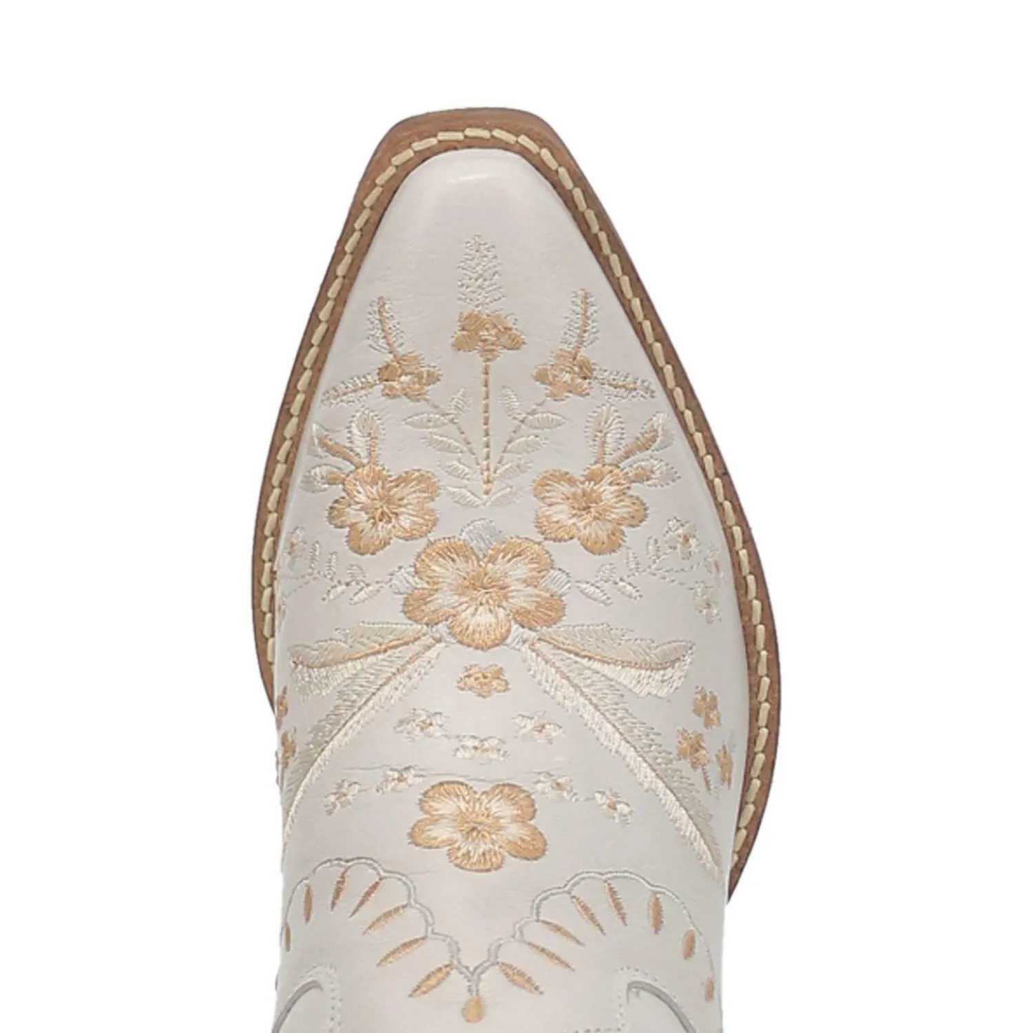 Dress Shoe Knot Dingo Ladies Primrose Floral Embroidery White Western Boots DI748 WHT