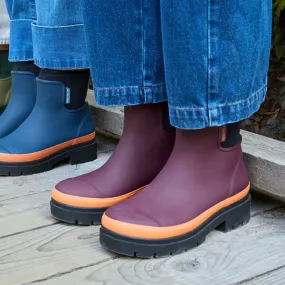 Victorian Lace Up Boots Tully Ankle Wellington Boot - Plum & Neon