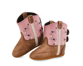 Burton Moto Snowboard Boots Old West Pink/Tan Infant Girls Faux Leather Hearts Cowboy Boots