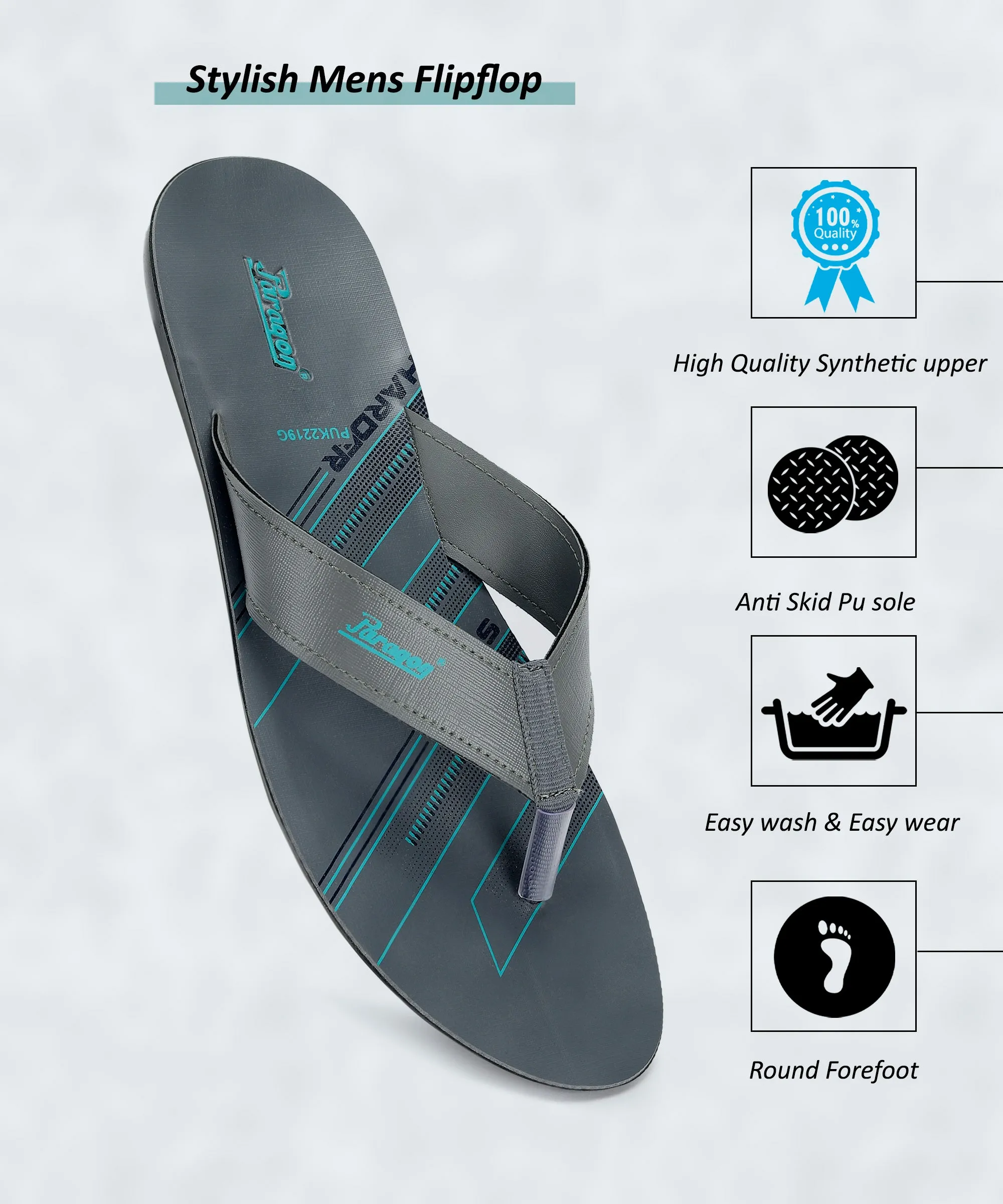 Paragon  PUK2219G Men Stylish Lightweight Flipflops | Casual & Comfortable Daily-wear Slippers for Indoor & Outdoor | For Everyday Use Cloth Top Flip Flops