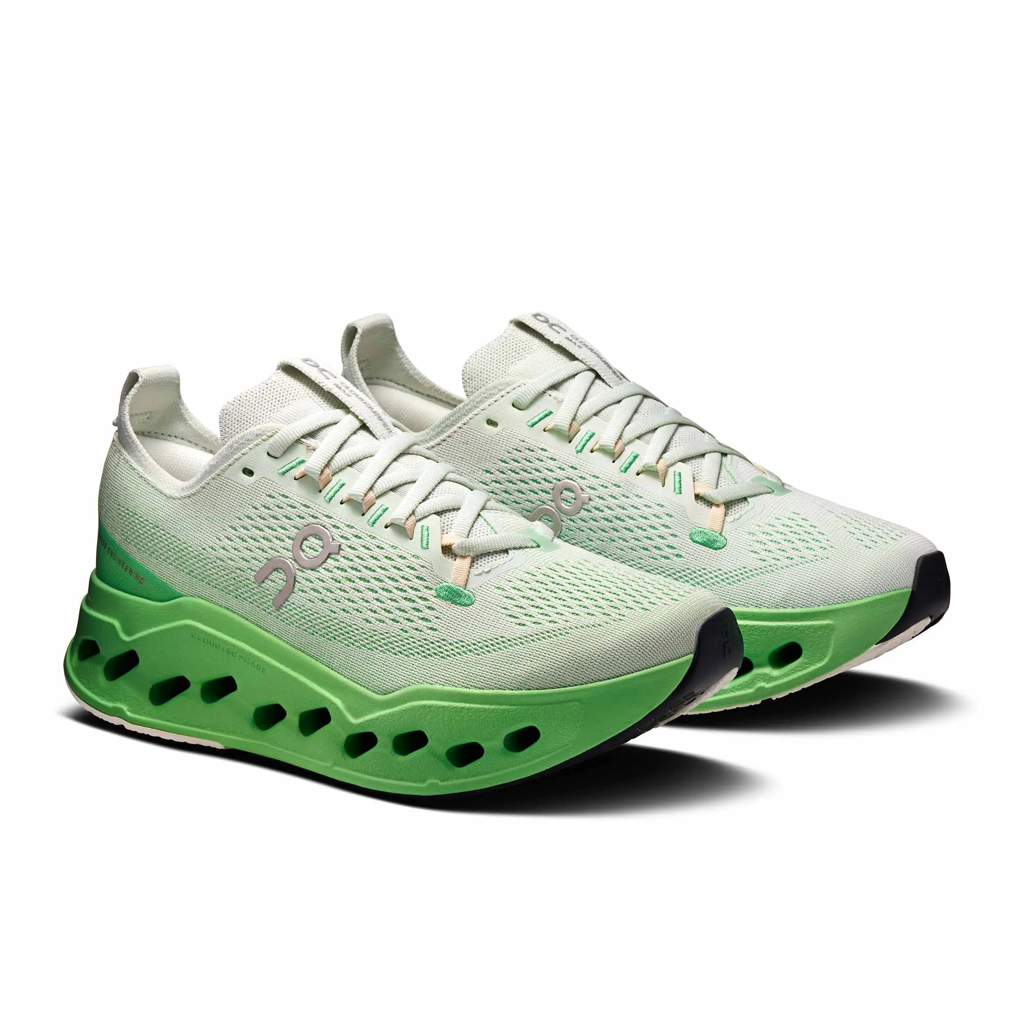 Flyknit Racer Running Shoes On | Women's Cloudsurfer Max Running Shoes - Mineral/Honeydew