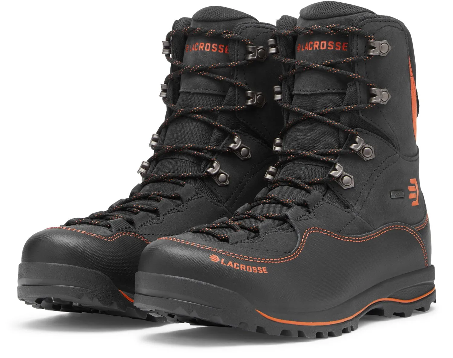 Lacrosse Mens Ursa ES GTX Black/Orange Suede Hunting Boots Cutter Toe Boots