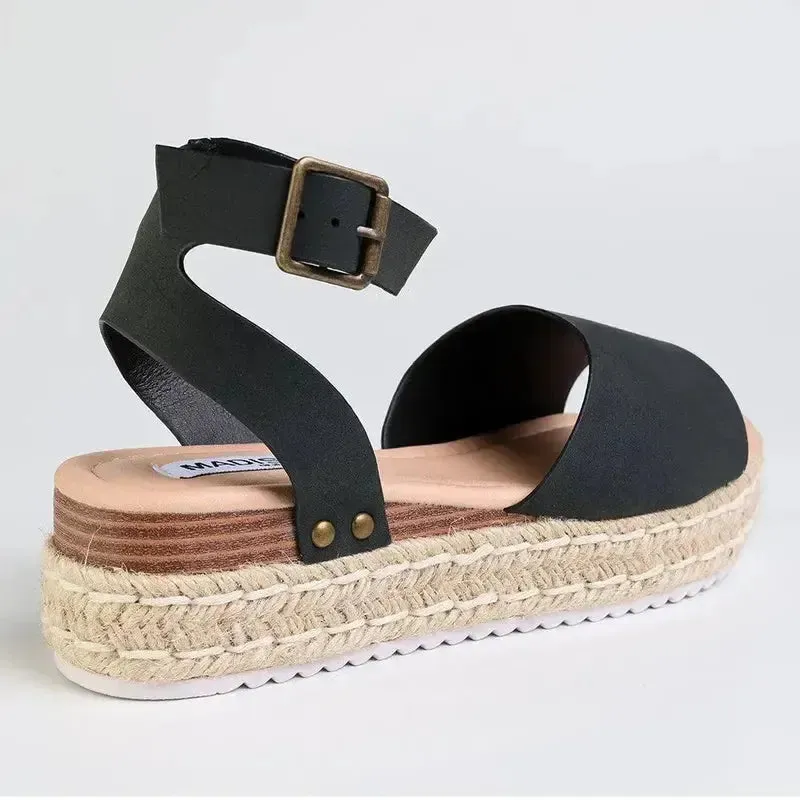 Madison Catherine Sleek Espadrille Sandal - Black