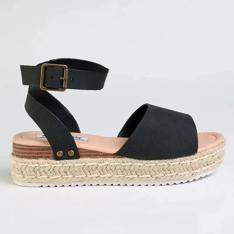 Espadrille Kanna Madison Catherine Sleek Espadrille Sandal - Black