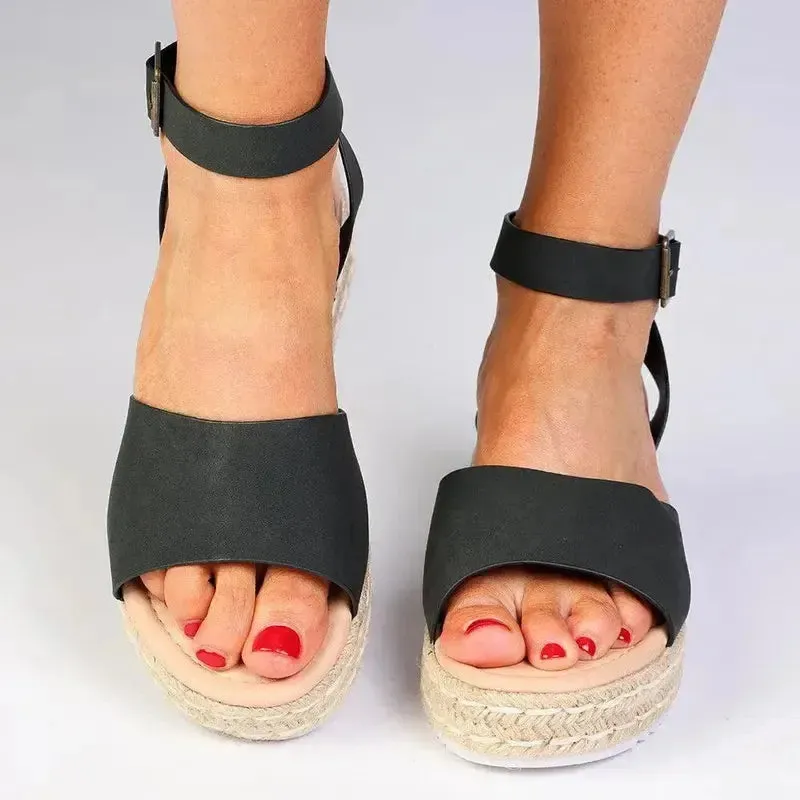 Madison Catherine Sleek Espadrille Sandal - Black