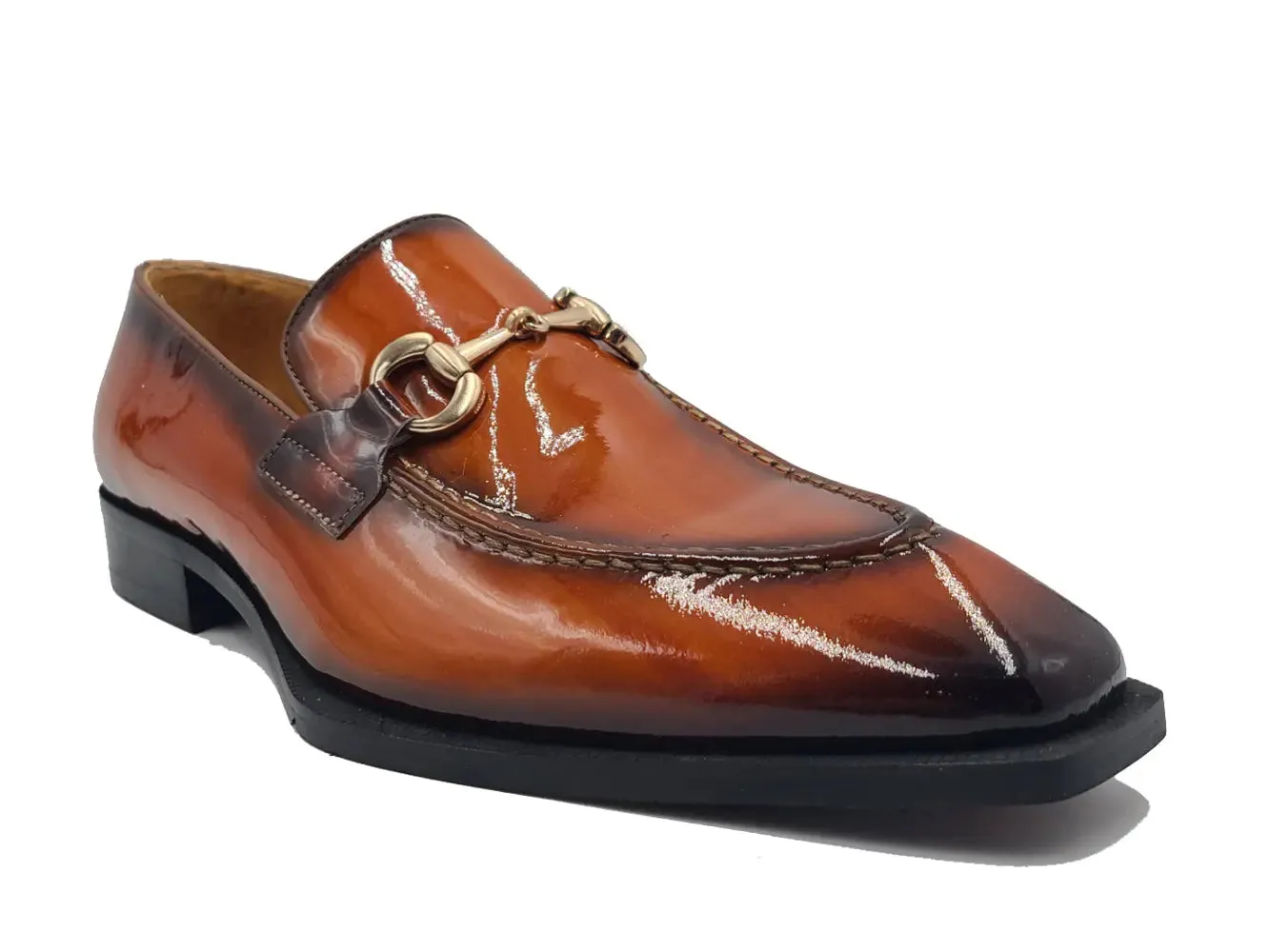 Slacks With Loafers Patent Leather Buckle Loafer