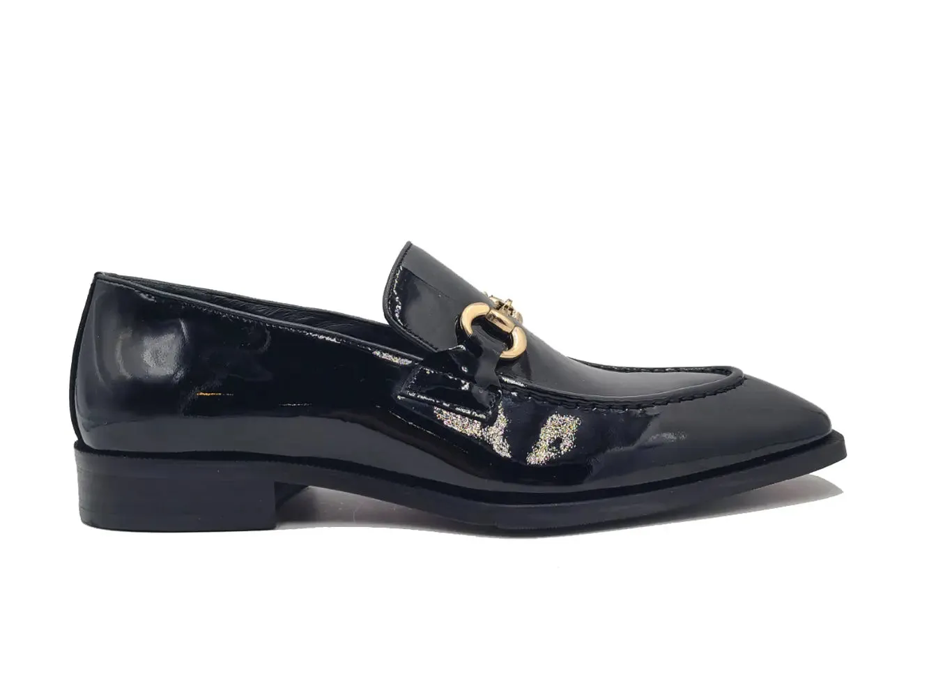 Patent Leather Buckle Loafer Toe Box Loafers