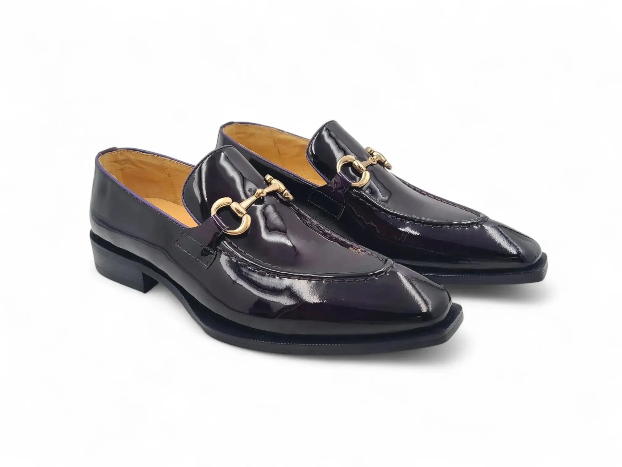 Patent Leather Buckle Loafer Peep Toe Loafers