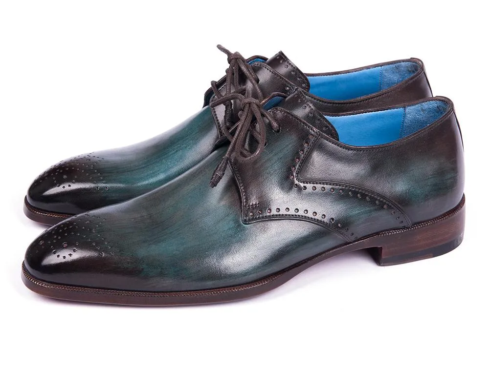 Paul Parkman Turquoise and Brown Medallion Toe Derby Shoes (ID#6584-TRQ) Oxfords Brogues And Derby Shoes
