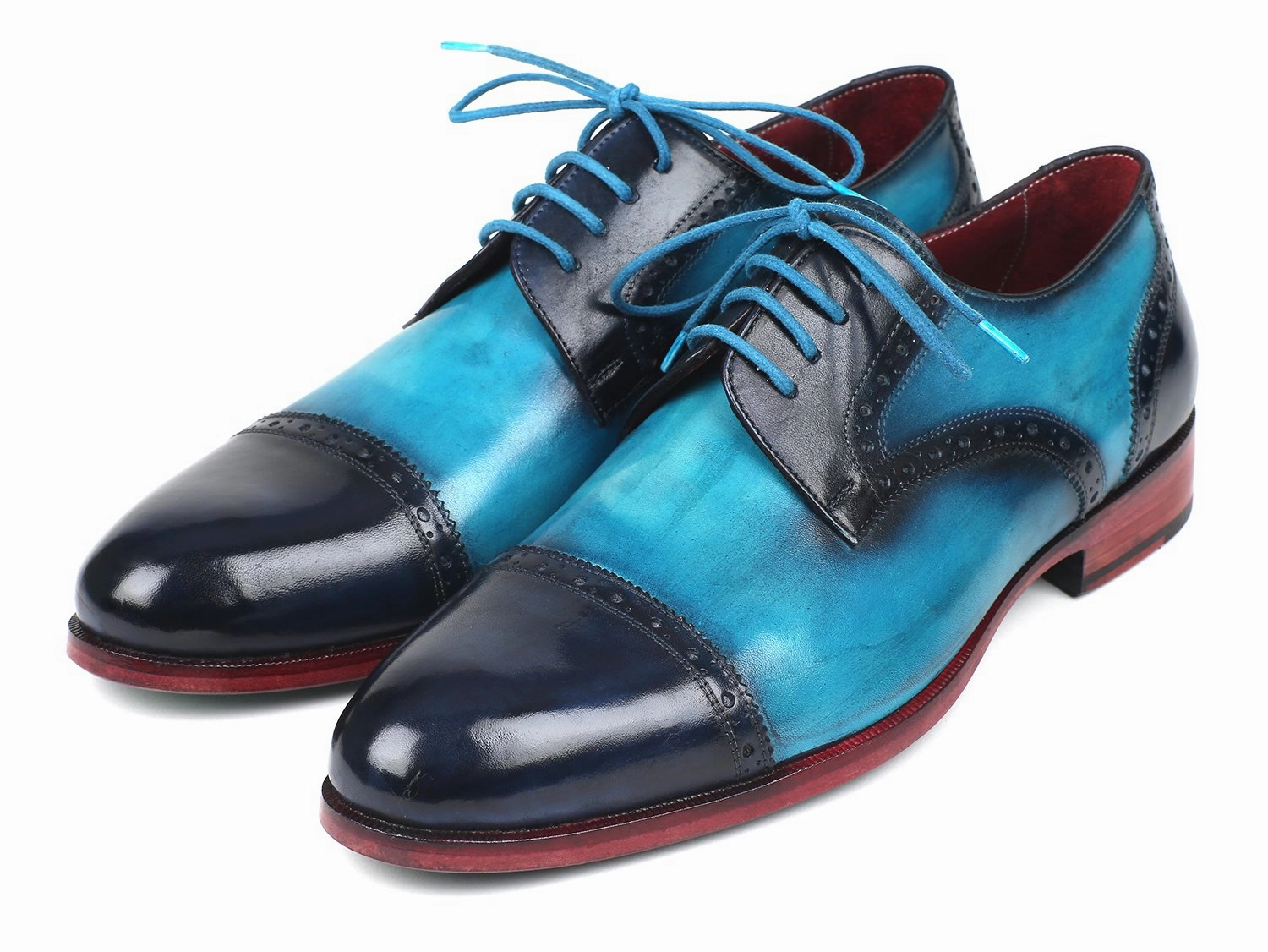 Alaia Shoes Paul Parkman Cap-Toe Derby Shoes in Blue / Turquoise