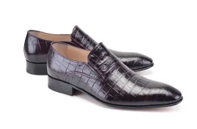 Slip-on Shoe Slip On Pelle Crocodile Embossed Calfskin Slip-On Loafer Burgundy