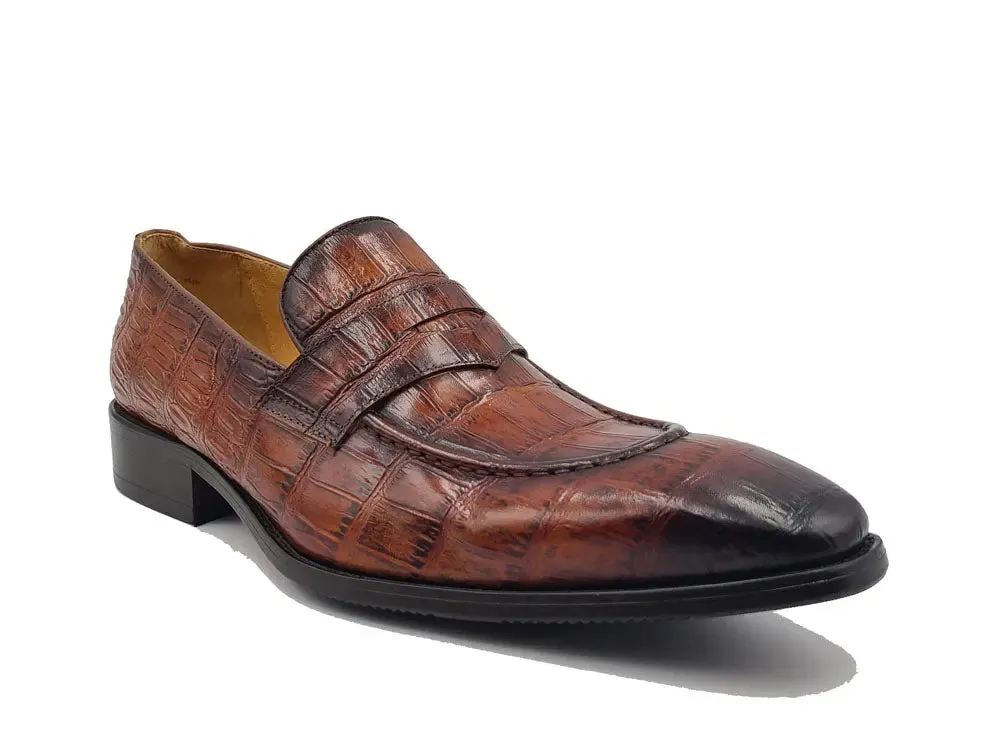 Penny Loafer Features Alligator Embossed Calfskin Belgian Shoes Henri Loafers