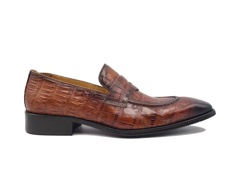 Penny Loafer Features Alligator Embossed Calfskin Loafers Cocktail Bar