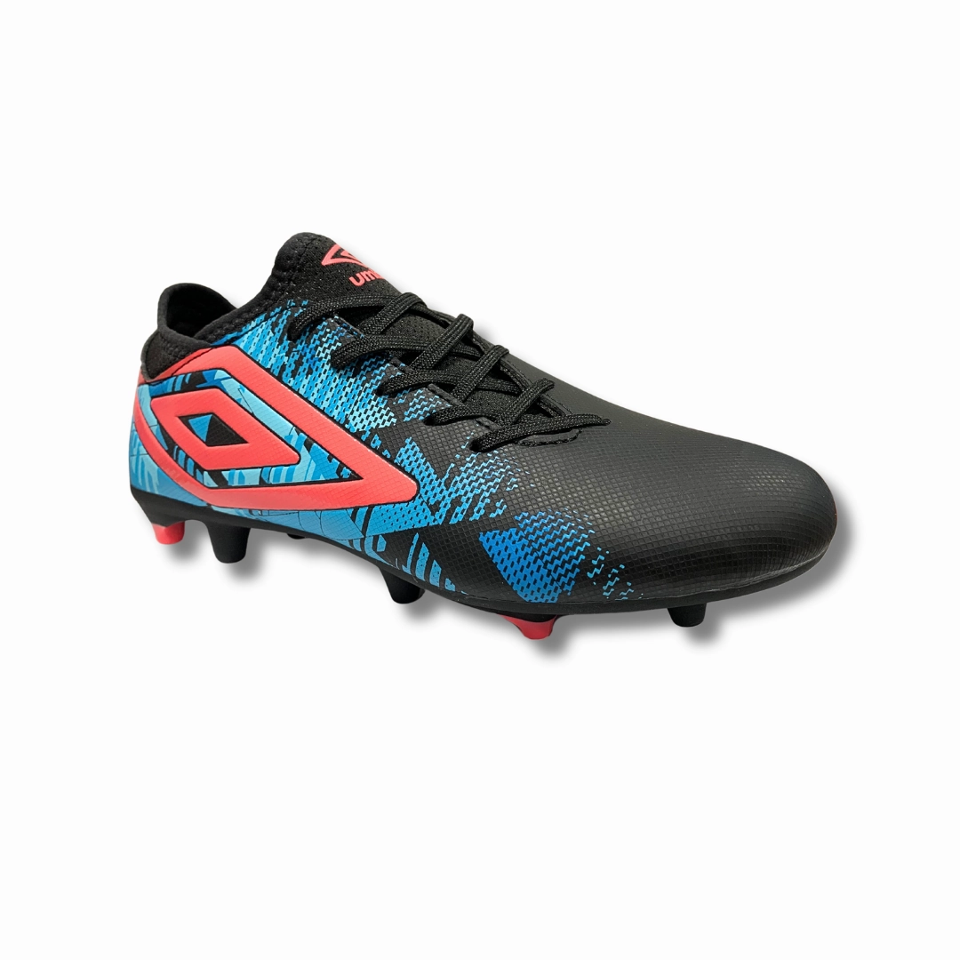 Best Kangaroo Leather Soccer Cleats Umbro Junior Football Boot Formation III IRL FG Black/Coral Paradise/Light Blue