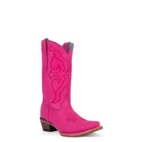 Corral Youth Girls Teen Embroidery Snip Toe Fuchsia Cowhide 11in Cowboy Boots Rocketbuster Boots
