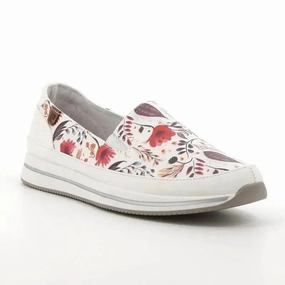 Loake Longwing Brogues Pierre Cardin Josephine Slip On - White Floral