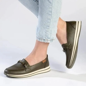 Pierre Cardin Ladies Moc Platform Sneaker - Olive 2 Tone Oxford Brogues