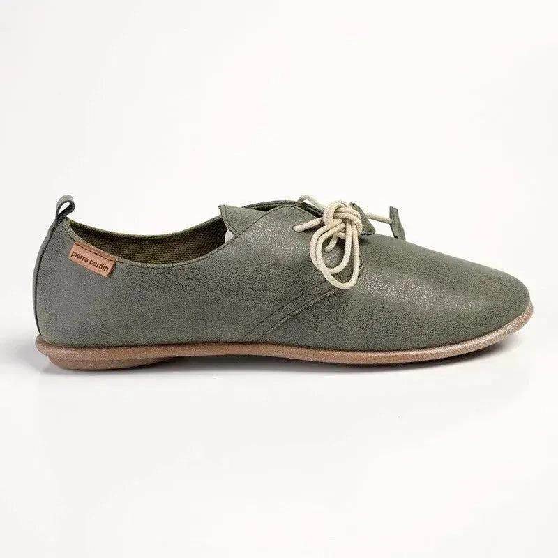 Pierre Cardin Ladies Riviera Lace Up - Olive Genuine Leather Brogues